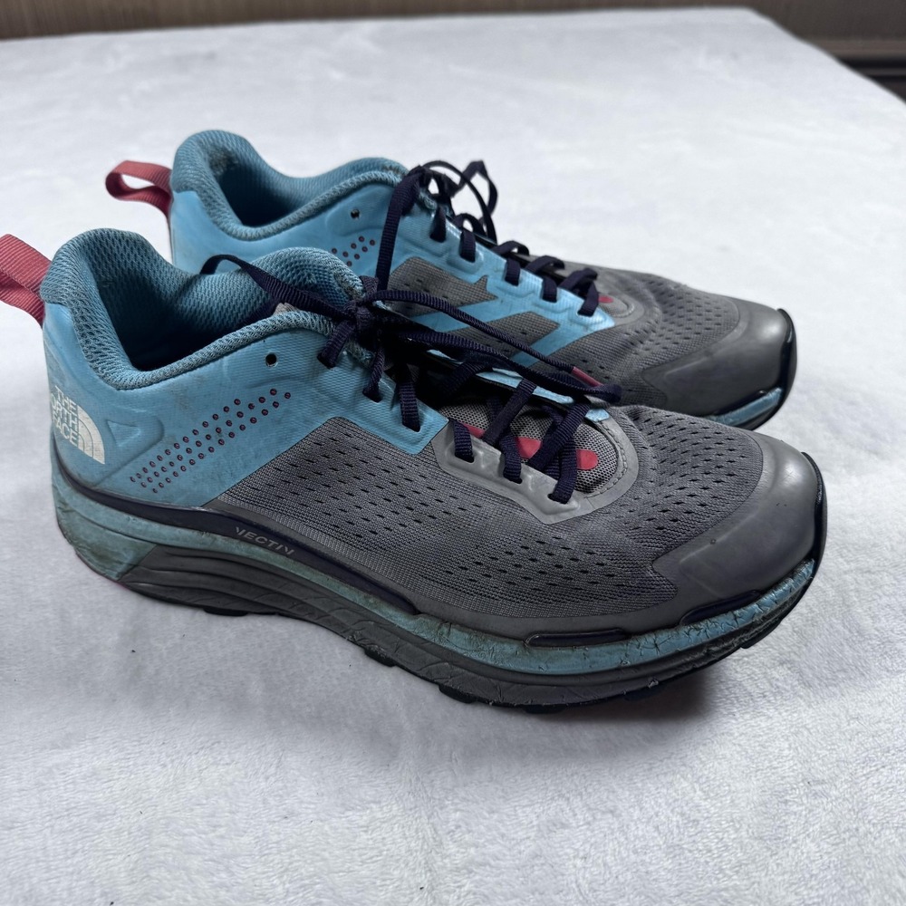 The North Face Vectiv Shoes Womens Size 8.5 Gray Blue Trail Running Sneakers